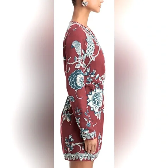 Farm Rio Floral Red and Blue Tropical Landing Wrap Mini Dress - Size Small
